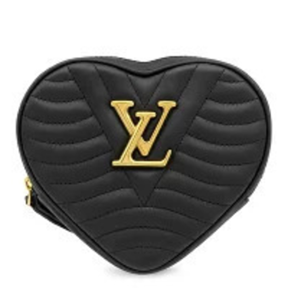 Louis Vuitton Shoulder Bag Wave Heart Leather Black